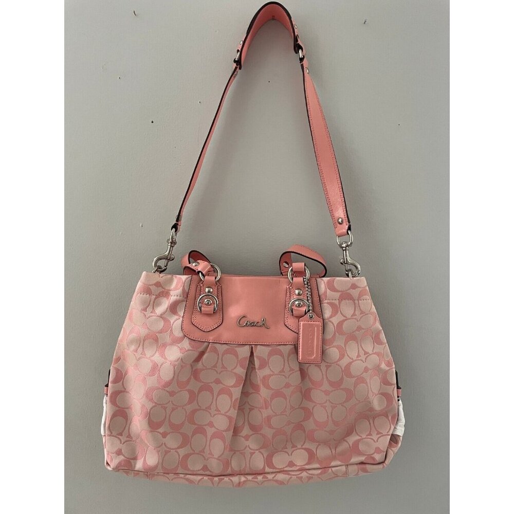 NEW Coach Ashley Peony Blush Pink Signature Carryall Handbag Shoulder Bag Purse